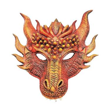 Imagem de Máscara facial de dragão, dia das bruxas, cosplay, animal, cabeça inteira, máscara de anime, protetor facial adulto, acessório de fantasia para festa, Vermelho