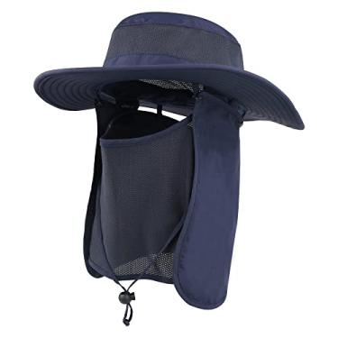 Imagem de Chapéu de sol ASY para uso ao ar livre, proteção FPS 50, à prova d 'água, capa de rosto de pesca, aba de pescoço de verão, Royal Blue, Large