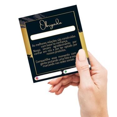 Imagem de 25 -cartão De Agradec. Cliente Pela Compra | Preto E Dourado