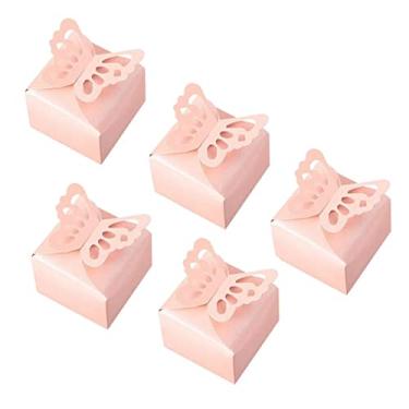 Imagem de MISNODE 50 peças caixas de lembranças de borboleta rosa borboleta caixas de lembrancinhas de festa decoração de festa de casamento aniversário