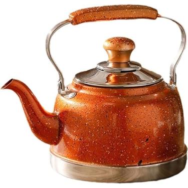 Imagem de Chaleira de assobio Chaleira de chá chaleira de assobio Chaleira de chá com ralo de chá, chaleira universal de aço inoxidável, bule de chá para fogão de indução, chaleira de assobio, 2L, laranja