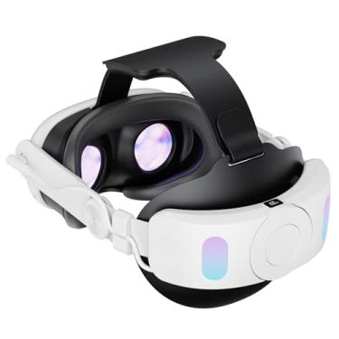 Imagem de Correia de cabeça com bateria para Meta Quest 3, substituição de correia de 6000mAh para maior conforto e tempo de jogo prolongado, correia de cabeça ajustável para Meta Quest 3. (Branco 2)