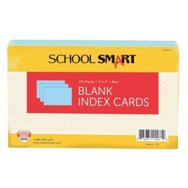 Imagem de School Smart Placa de índice simples de estoque de 40,8 kg, 12,7 x 20,8 cm, azul, pacote com 100