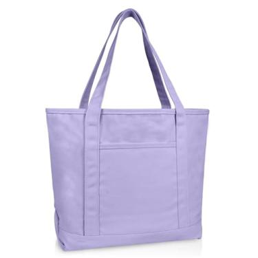 Imagem de DALIX Sacola de compras de lona de algodão de cor sólida de 50 cm (edição exclusiva), Lavanda, Medium