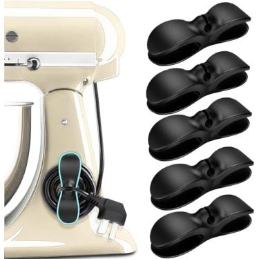 Imagem de IFLYTEL Organizador de cabos para aparelhos de cozinha, 5 cabos pretos atualizados, prendedor de cabo, enrolador de cabo, suporte de cabo para eletrodomésticos, fritadeira a ar, cafeteira, liquidificador, panela de pressão, torradeira