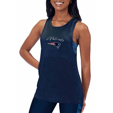 Imagem de Certo Camiseta regata feminina oficialmente licenciada pela NFL – sem mangas para treino (New England Patriots – azul, feminina GG)