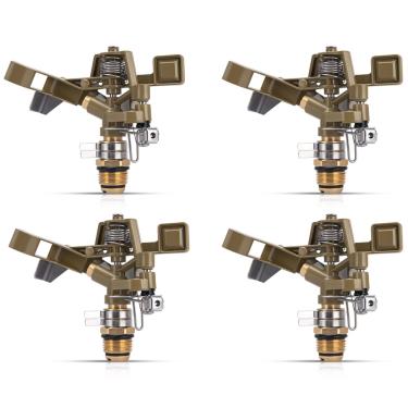 Imagem de Aspersor de impacto de latão - Aspersor de impacto de 1/2 polegada com bicos ajustáveis para irrigação de 360 graus, ideal para irrigação de jardim de pátio grande - 4 peças