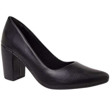 Imagem de Sapato Scarpin Feminino Salto Alto Bloco Grosso Social Casual Via Angel 7701 (Preto, BR, Adulto, Numérico, 36)