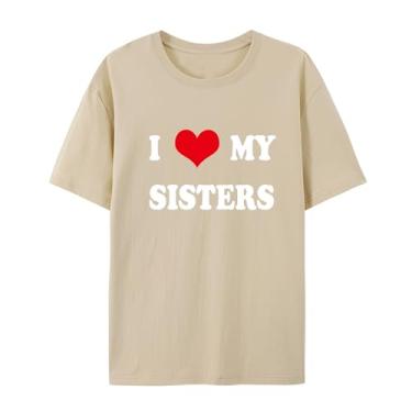Imagem de Camiseta de manga curta unissex I Love My Sisters - Camiseta combinando para a família, Arena, GG