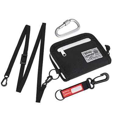 Imagem de Carteira com cordão de pescoço áspero o suficiente para adolescentes e crianças com zíper bolso para moedas chaveiro presentes Cordura, Preto, Small, Casual