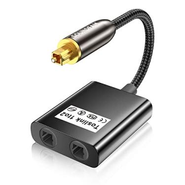 Imagem de SOUNDFAM Divisor de áudio óptico, divisor Toslink adaptador de áudio óptico 1 entrada 2 saídas fêmeas para home theater, leitor de DVD, TV digital, Playstation - preto