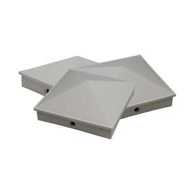 Imagem de Tampa de poste de vinil pirâmide de plástico nominal 6x6 (14 cm x 14 cm) com furo pré-perfurado em várias quantidades pretas ou brancas para postes nominais de 15 x 15 cm (2, branco)
