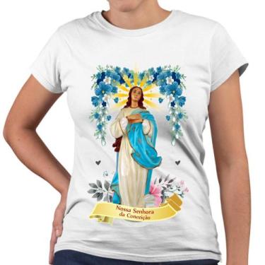 Imagem de Camiseta Baby Look Nossa Senhora Da Conceição Religiosa Flores - Web P