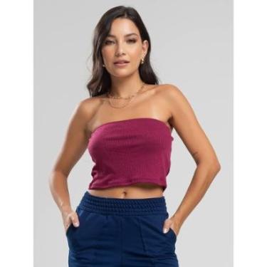 Imagem de Cropped Canelado Tomara Que Caia Moda Casual Feminina-Feminino