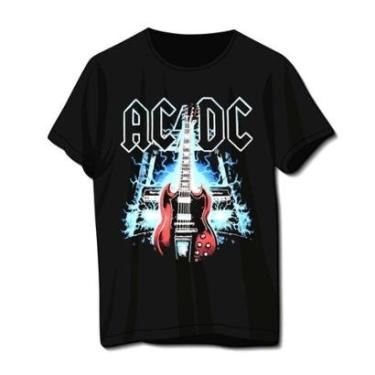 Imagem de Camiseta de Rock AC DC Guitarra Fender Unissex Preta-Unissex