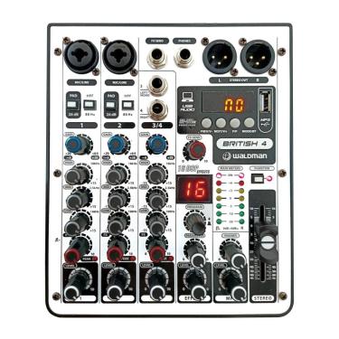Imagem de Mixer 4 Canais Analógica Waldman British-4 com Efeitos USB