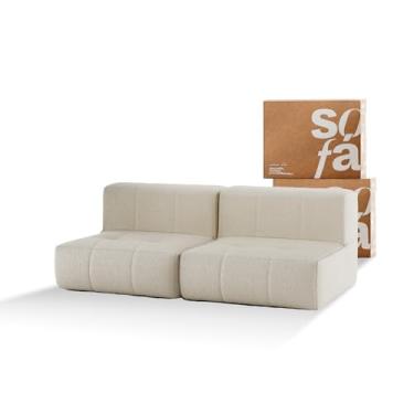 Imagem de Sofá 2 lugares Modular - Sofá na Caixa em Boucle com 2 Módulos 1,72m (Linho, Sem braços)