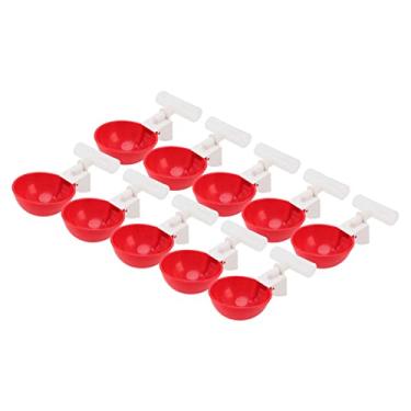 Imagem de Conjunto Automático de Copo para Beber Frango, Bebedor de água para Aves, Pato, Galinha, Plástico Vermelho Durável, Pacote Com 10 para Fazenda (Zerodis7e6kfwb1vg-12)