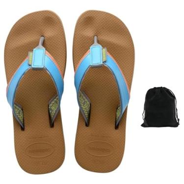 Imagem de Havaianas Chinelos masculinos New Urban Tech – Sandálias elegantes, confortáveis e duráveis com alças largas, perfeitas para praia, casual e uso diário, inclui bolsa de veludo, 40-10, bronze, Bronze,