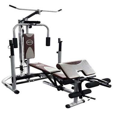 Imagem de Estação Musculação WCT Fitness Supino Voador Banco Scott Puxada Cadeira Extensora Flexora Treino Superior Inferior Academia Completa Residencial Cor Cinza Marrom