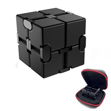 Imagem de FUFUYOU Infinity Cube Metal Fidget Cube Anxiety Stress Relief Toys for Men Aluminum Alloy Material (Black)