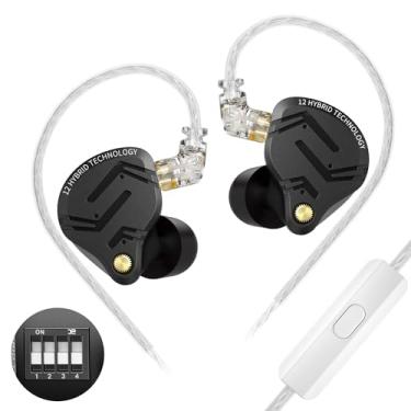 Imagem de Fones de ouvido intra-auriculares KZ ZS12 Pro X, 1DD 5BA Tuning HiFi KZ IEM fones de ouvido intra-auriculares para jogos, monitores intra-auriculares de metal CNC com cabo destacável de 2 pinos C para