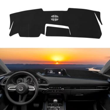 Imagem de Rilsen Capa de painel de painel personalizada para Mazda CX-30 2020-2023 Capa de painel antiderrapante protetor de painel protetor solar sem brilho preto (sem Hud)