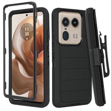 Imagem de Thousandgear Capa compatível com Motorola Moto Edge 50 Ultra 2024, capa protetora resistente à prova de poeira à prova de choque 3 em 1 (preta)
