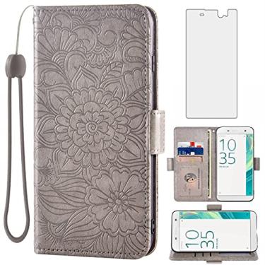 Imagem de Capa carteira compatível com Sony Xperia XA Ultra e protetor de tela de vidro temperado com suporte para cartão de couro magnético flip acessórios de celular capa para celular Experia C6 F3213 F3216