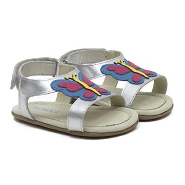 Imagem de Robeez First Kicks Baby Girl e sandálias unissex para bebês e crianças pequenas - 0 a 24 meses, Borboleta prata, 6-9 Months Infant