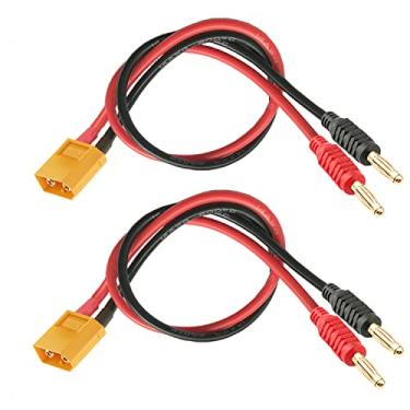Imagem de WOODGUILIN Cabo de carregamento XT60, plugue conector para conector banana de 4 mm carregador adaptador com conector de cabo 12AWG 30 cm, carga de bateria RC para bateria lipo helicóptero