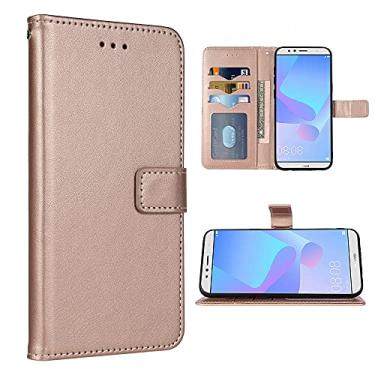 Imagem de FDCWTSH Compatível com Huawei Y6 2018 capa carteira alça de pulso cordão couro flip capa suporte suporte acessórios celulares capas de telefone para Hwauei Y6 Prime Honor 7A Enjoy Y 6 mulheres homens