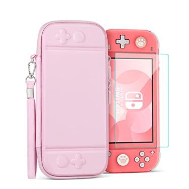 Imagem de TNP Estojo de transporte para Nintendo Switch Lite, rosa – capa de viagem portátil fofa Kawaii, bolsa protetora de armazenamento para meninas com protetor de tela, suporte de cartucho de 10 jogos