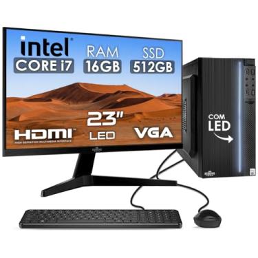 Imagem de Computador Completo Intel Core i7 16GB SSD 512GB Monitor 23" 4 Núcleos Super Turbo Pc Hdmi Teclado e Mouse Strong Tech