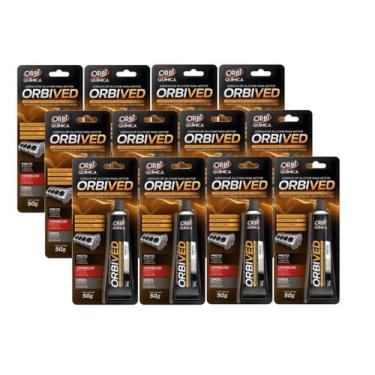 Imagem de Kit Cola Silicone Preto Alta Temperatura Orbived 50G Preto 12 Unidades