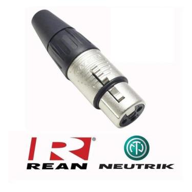 Imagem de Conector Rean by Neutrik XLR Cabo Fêmea 3 Polos Nickel RC3F