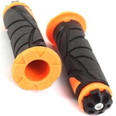 Imagem de Manopla Emborrachada Moto Modelo ZX-523 Preto e Laranja - Loja Duas Ro