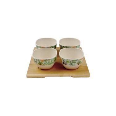Imagem de Tigelas Bowl Petisqueira Eco Bandeja Bambu Melanina Kit 5un - FRATELLI