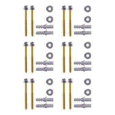 Imagem de Kit 12 Parafuso Vaso Sanitário + Bucha + Arruela 8x40x65mm - Rayco