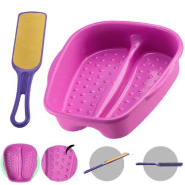 Imagem de Kit Bacia para Pés + Lixa Anatômica Dupla face Pedicure Salão de Belez