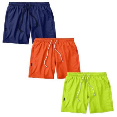 Imagem de Kit 3 Shorts Masculino Liso Praia Piscina Academia Tactel MXC BRASIL, 