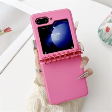 Imagem de Capa de telefone estilo caderno espiral para Samsung Galaxy Z Flip 6 5 4 3 Flip6 Flip5 Flip4 Flip3 5G Proteção de dobradiça Capa à prova de choque, rosa, para Galaxy Z Flip 3