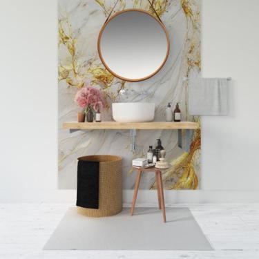 Imagem de Papel de Parede Painel 3D Mármore  Branco Amarelo 1,5M Revestimento Au
