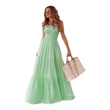 Imagem de Vestido Longo Lastex  Alça Festa Aniversário Casamento Praia - Dineia 