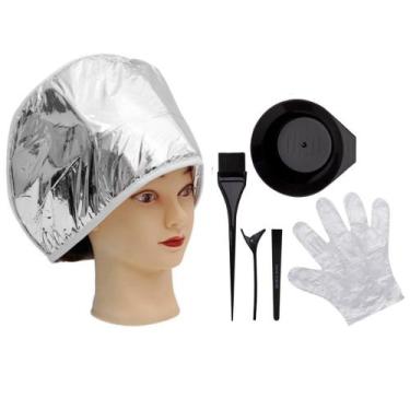 Imagem de Kit touca térmica elétrica 110v  kit aplicação de cosméticos para cabe
