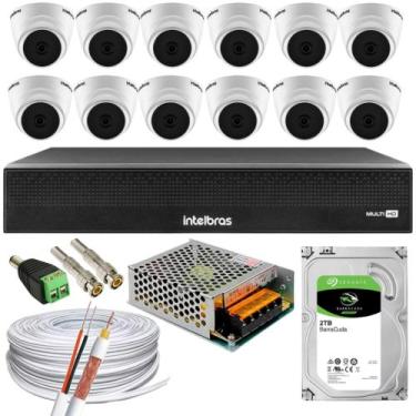 Imagem de Kit 12 Câmera 1220D mic intelbras Com Áudio dvr 1016 C/hd 2tb