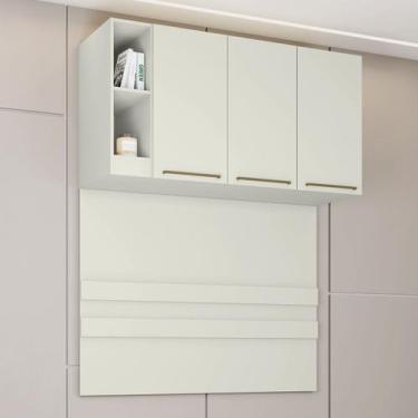 Imagem de Armário Aéreo para Quarto Seletto 3 Portas 2 Nichos Areia - Henn, Cinz