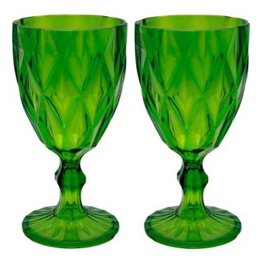 Imagem de Jogo 2 Taças de Acrílico Verde Diamond Diamante Festa Piscina Plástico