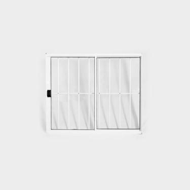 Imagem de Janela de Alumínio de Correr 100x100cm 2 Folhas com Grade Plus Lux Esq