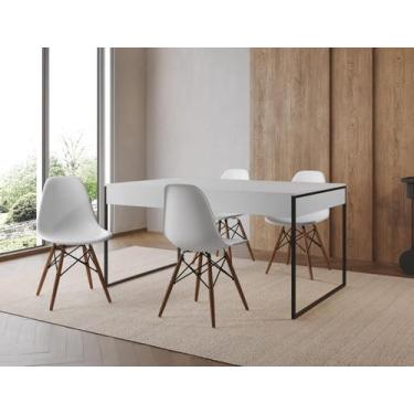 Imagem de Conjunto Industrial Filadelfia 137x90  Ferro Preto Tampo Branco 4 Cade
